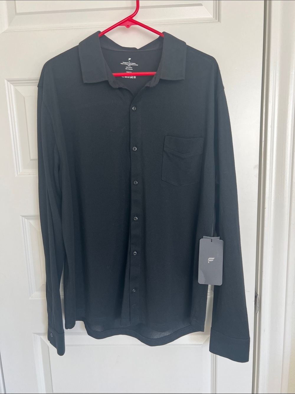 Fabletics Men’s Black Long-Sleeve Button-Down Shirt